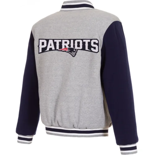 New England Patriots Wool Varsity Jacket Gray & Navy