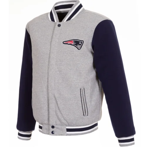 New England Patriots Wool Varsity Jacket Gray & Navy