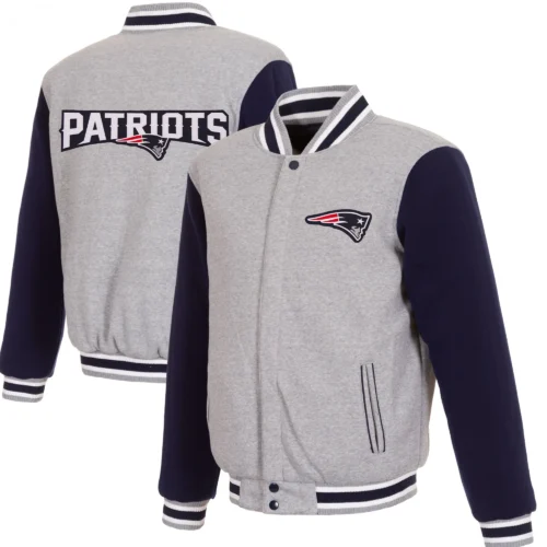New England Patriots Wool Varsity Jacket Gray & Navy