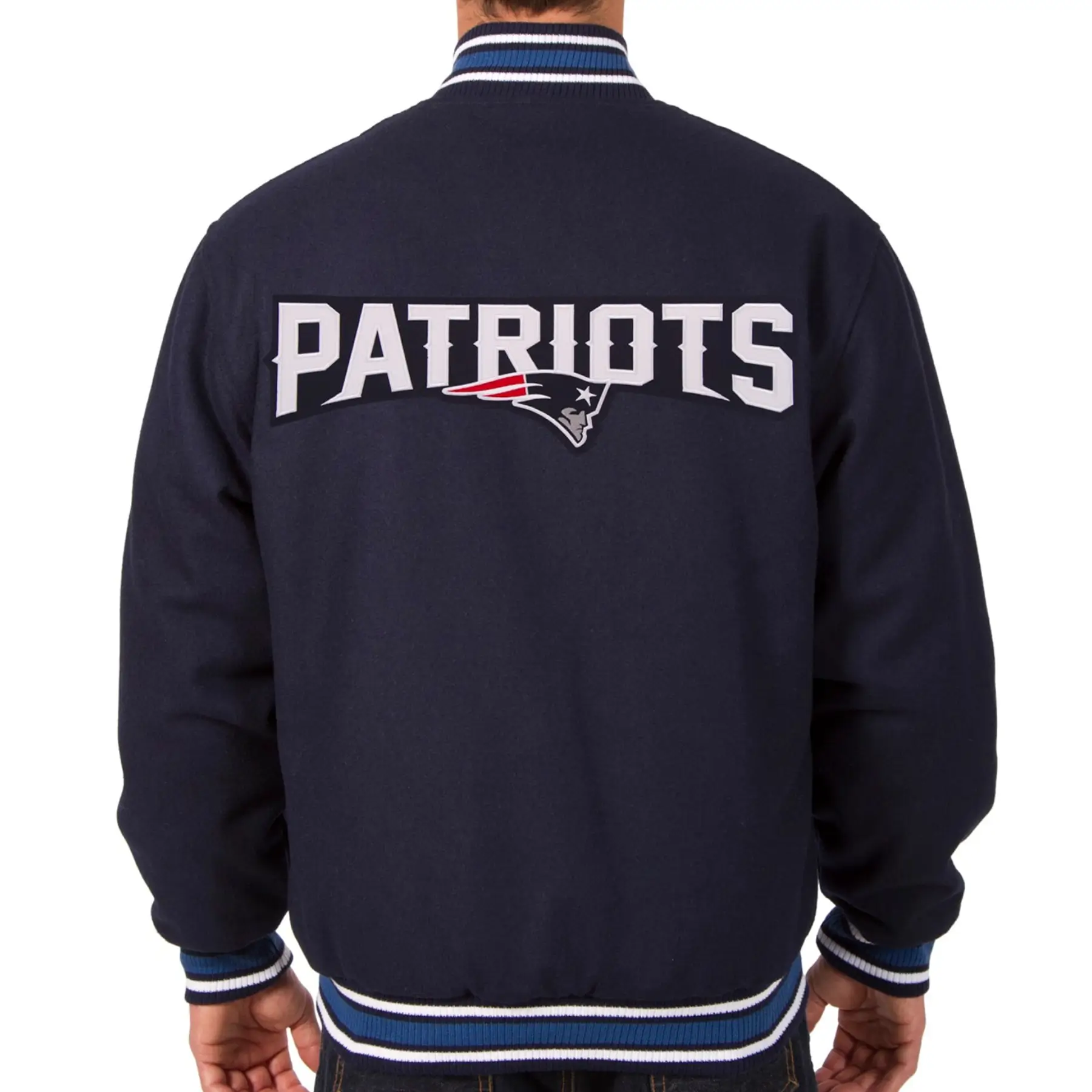 New England Patriots Wool Varsity Jacket with Logo