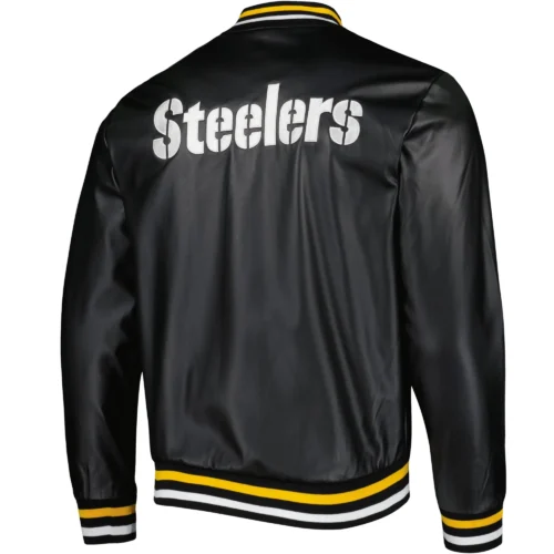Pittsburgh Steelers Black Leather Varsity Jacket