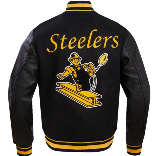 Pittsburgh Steelers Black Wool & Leather Varsity Jacket