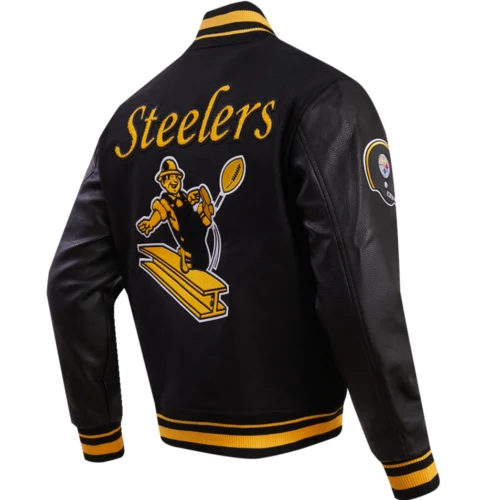 Pittsburgh Steelers Black Wool & Leather Varsity Jacket