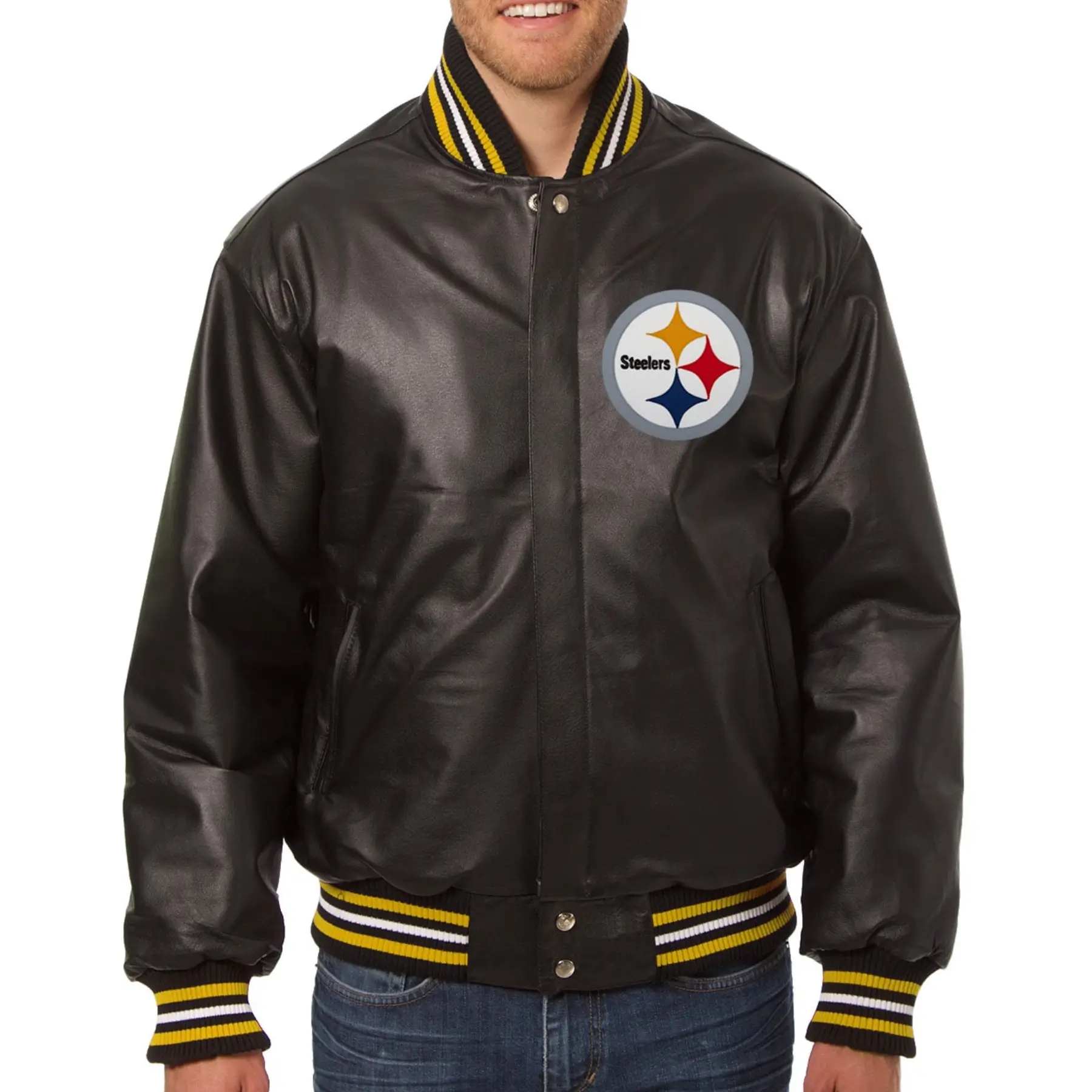 Pittsburgh Steelers Brown Leather Varsity Jacket