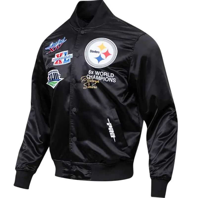 Pittsburgh Steelers Football Champions Satin Varsity Jacket