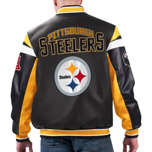 Pittsburgh Steelers G-III Sports by Carl Banks Black Leather Varsity Jacket