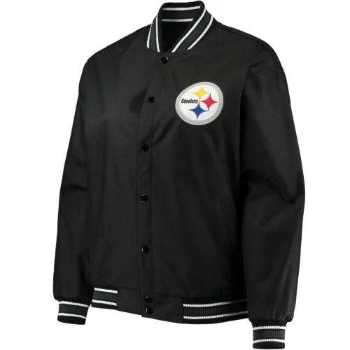 Pittsburgh Steelers Satin Varsity Black Jacket