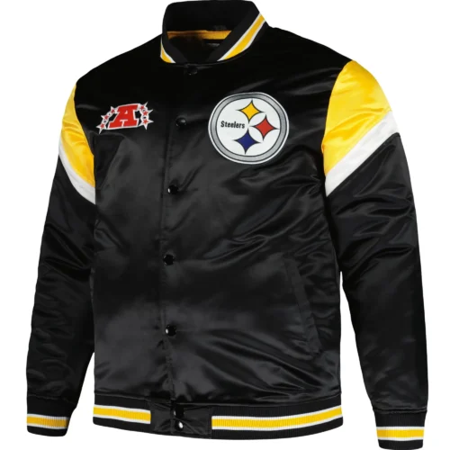 Pittsburgh Steelers Satin Varsity Jacket Black & Yellow
