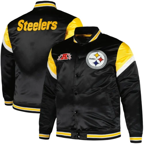 Pittsburgh Steelers Satin Varsity Jacket Black & Yellow
