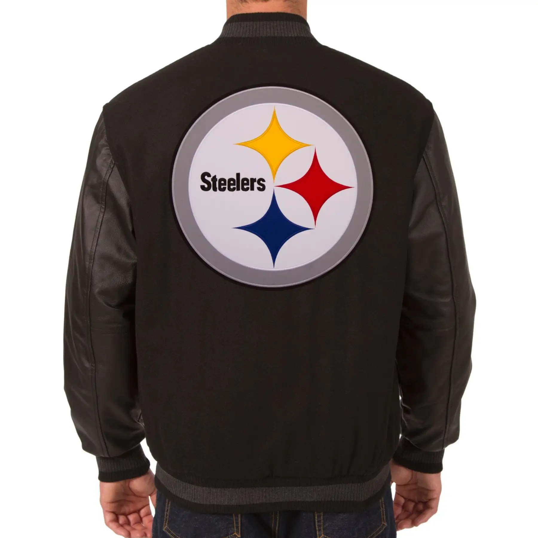 Pittsburgh Steelers Wool & Leather Black Varsity Jacket
