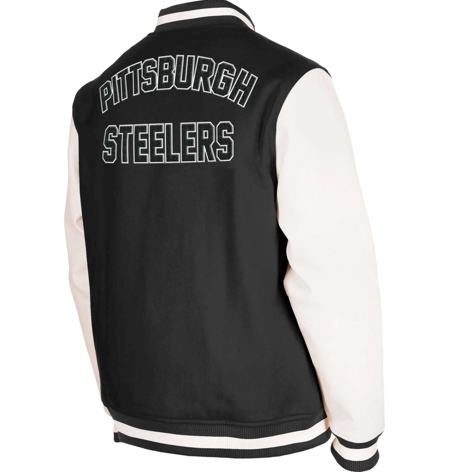 Pittsburgh Steelers Wool & Leather Varsity Jacket Black & White