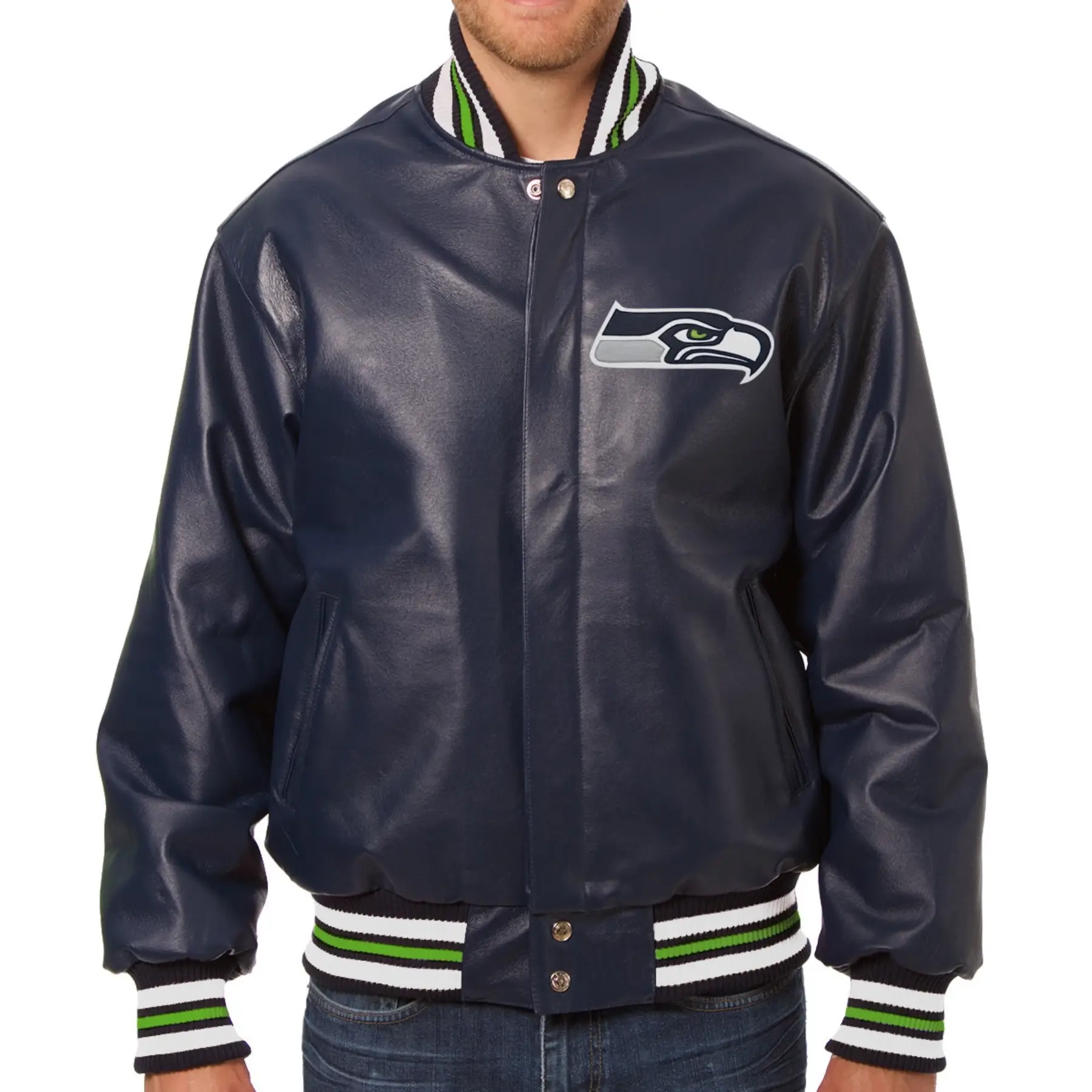 Seattle Seahawks Classic Rib Leather Varsity Jacket