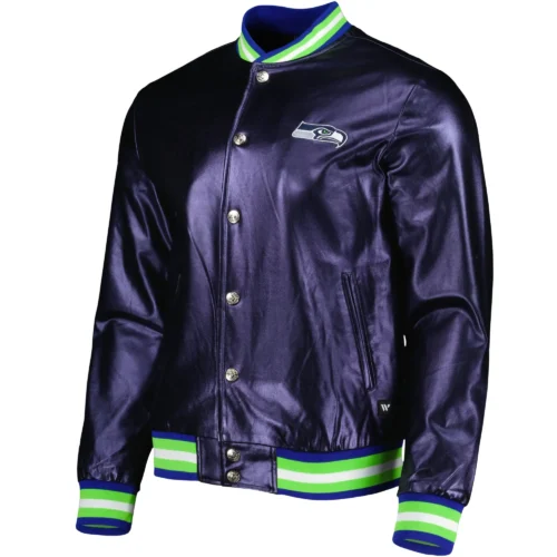 Seattle Seahawks Classic Vintage Satin Varsity Navy Jacket