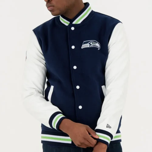 Seattle Seahawks Satin Varsity Jacket Navy & White
