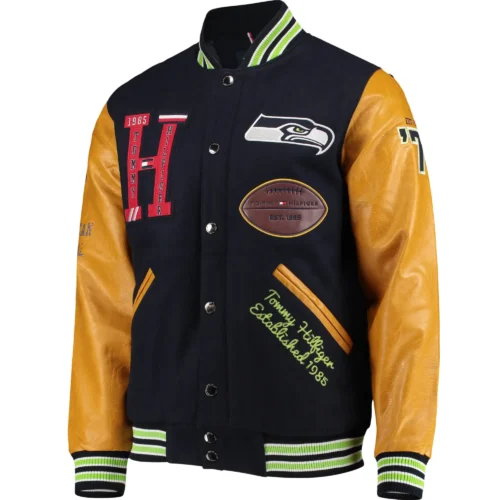 Seattle Seahawks Tommy Hilfiger Heritage Wool & Leather Varsity Jacket