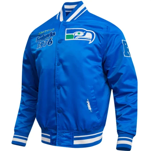 Seattle Seahawks Vintage Classic Rib Satin Varsity Jacket