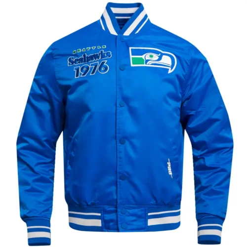 Seattle Seahawks Vintage Classic Rib Satin Varsity Jacket