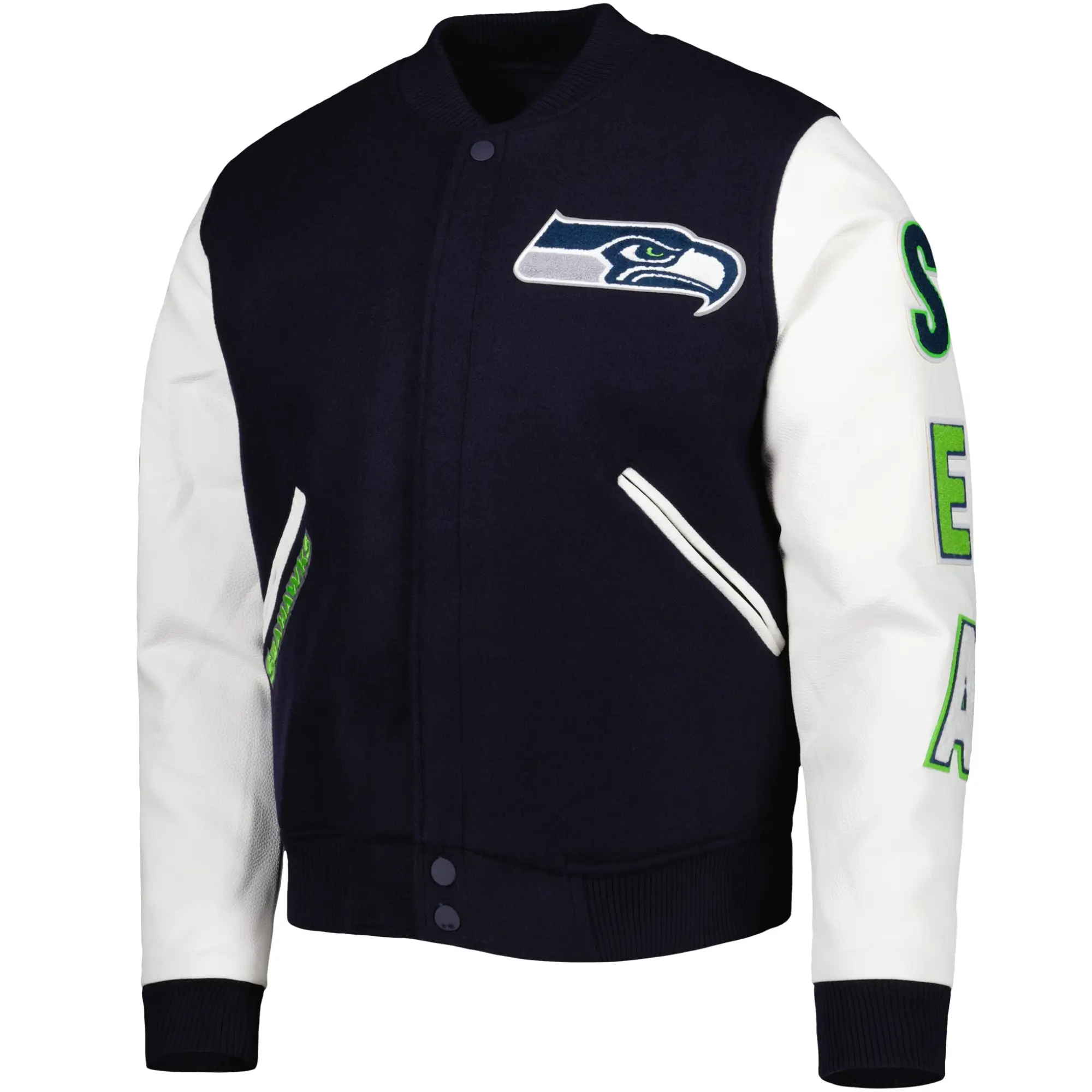 Seattle Seahawks Wool & Faux Leather Varsity Jacket