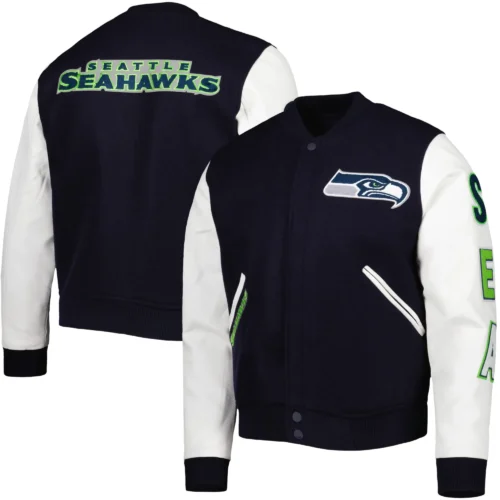Seattle Seahawks Wool & Faux Leather Varsity Jacket