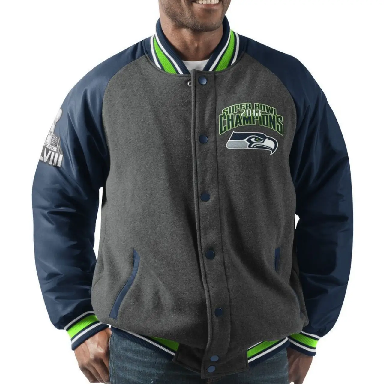 Seattle Seahawks Wool & Satin Varsity Jacket