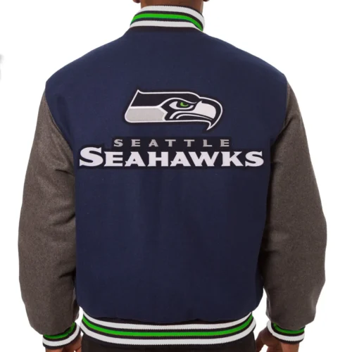 Seattle Seahawks Wool Varsity Jacket Navy & Gray