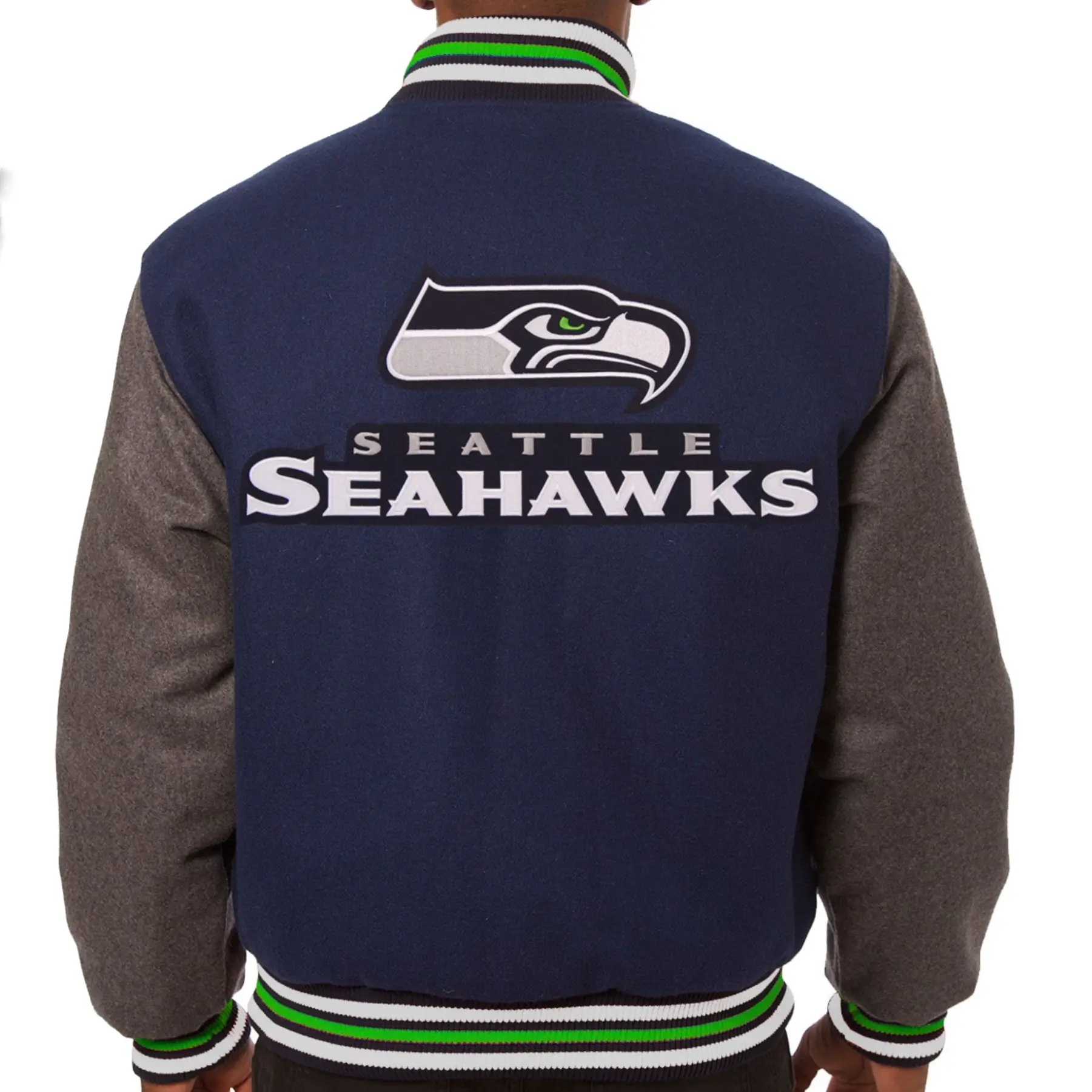 Seattle Seahawks Wool Varsity Jacket Navy & Gray