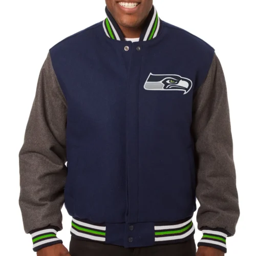 Seattle Seahawks Wool Varsity Jacket Navy & Gray