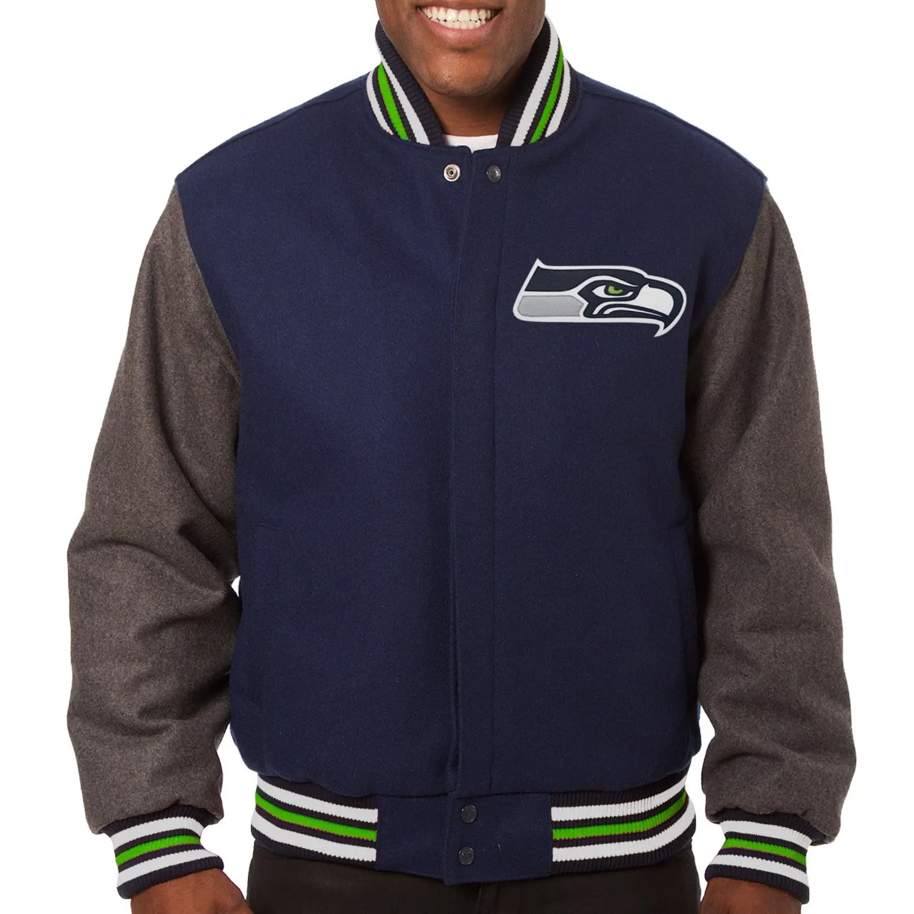 Seattle Seahawks Wool Varsity Jacket Navy & Gray