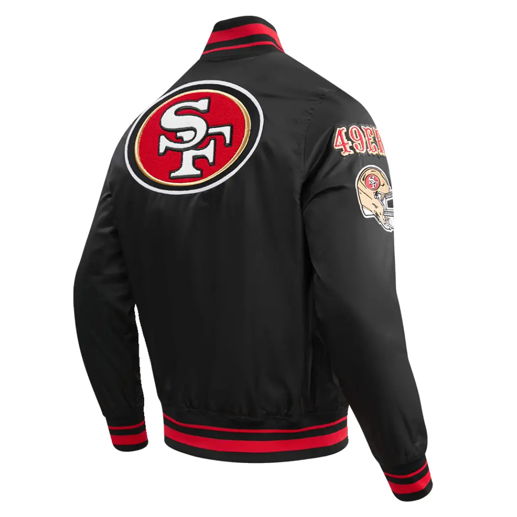 San Francisco 49ers Classic Rib Satin Varsity Black Jacket