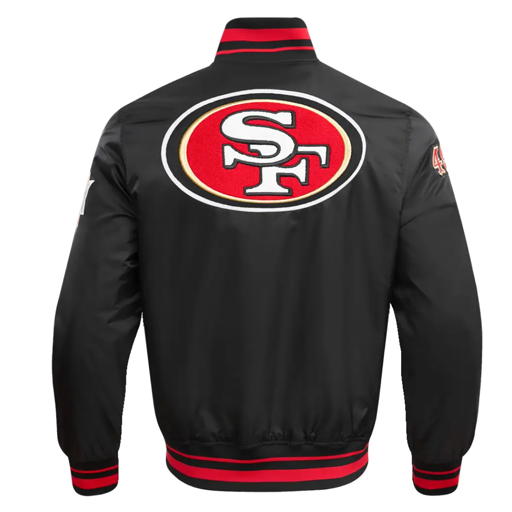 San Francisco 49ers Classic Rib Satin Varsity Black Jacket