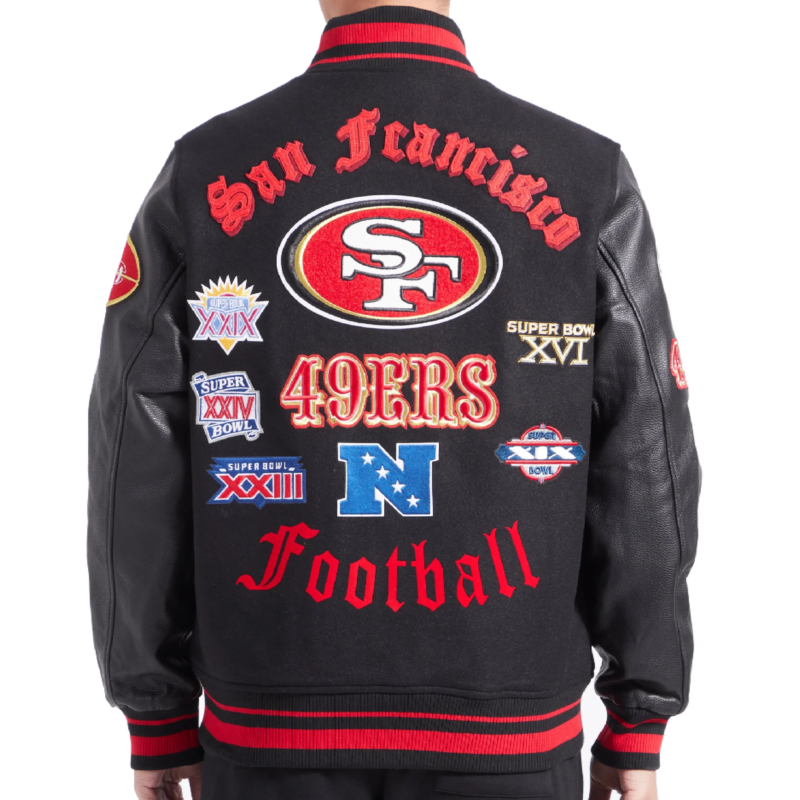 San Francisco 49ers Old English Wool & Leather Varsity Jacket