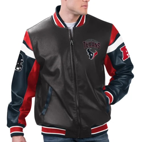 Houston Texans G-III Sports by Carl Banks Leather Varsity Jacket