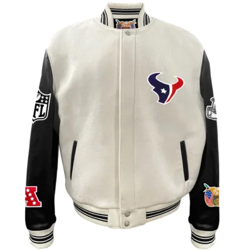 Houston Texans Jeff Hamilton Classic Rib Wool & Leather Varsity Jacket