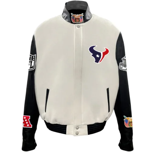 Houston Texans Jeff Hamilton Wool & Leather Full Snap Varsity Jacket