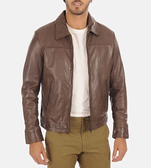 Men's Pilton Classic Worker Brown Genuine Leather Jacket