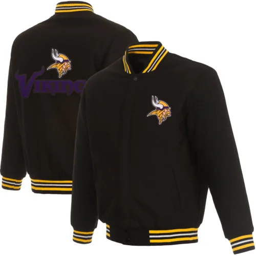 Minnesota Vikings Black Wool Varsity Jacket
