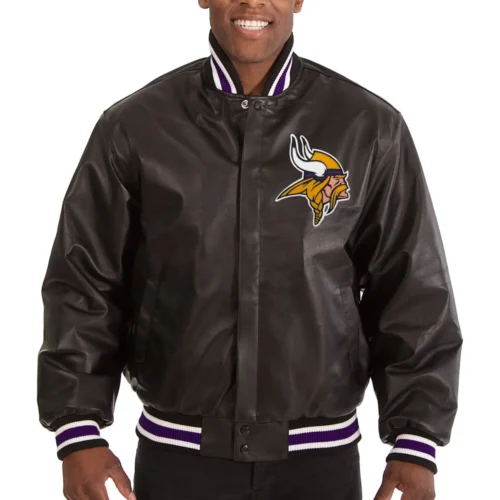 Minnesota Vikings Classic Rib Leather Varsity Jacket