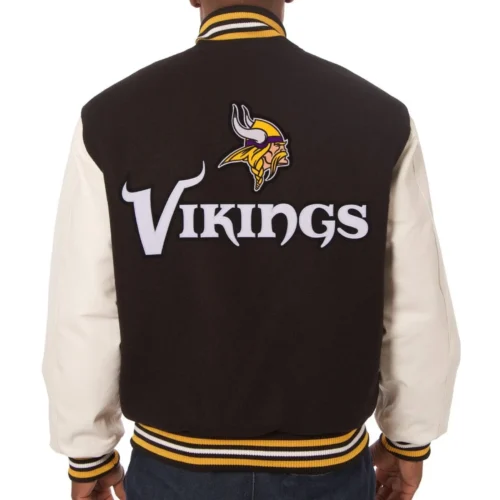 Minnesota Vikings Classic Rib Wool & Leather Varsity Jacket