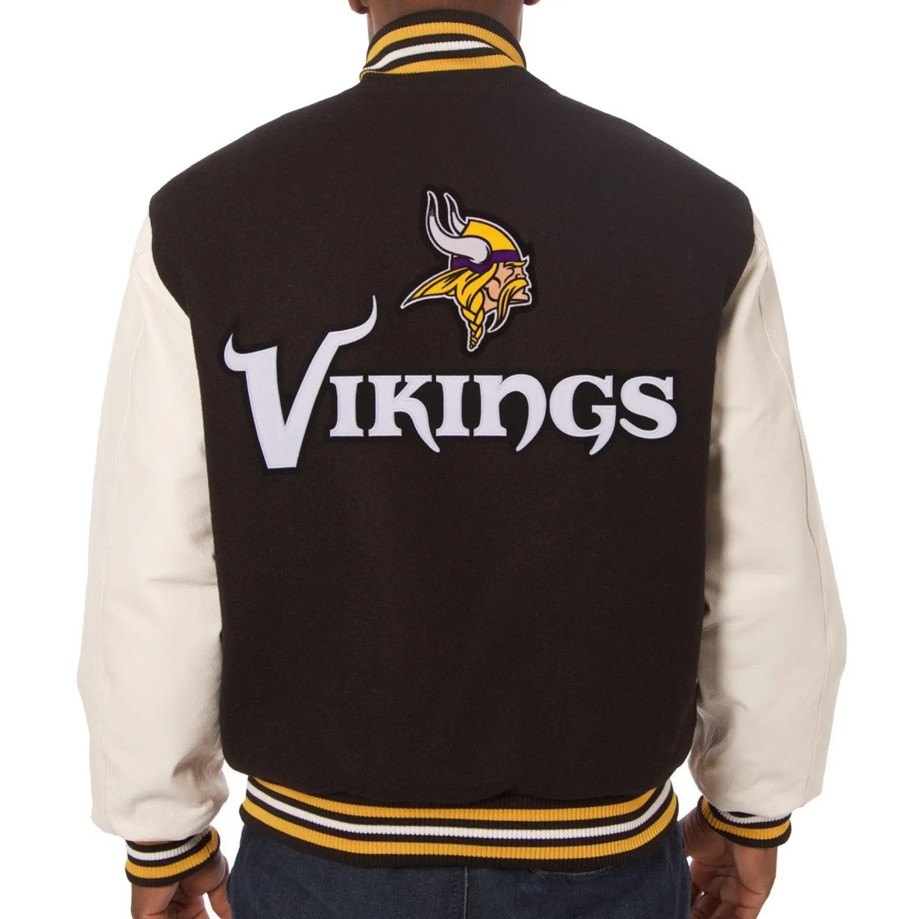 Minnesota Vikings Classic Rib Wool & Leather Varsity Jacket