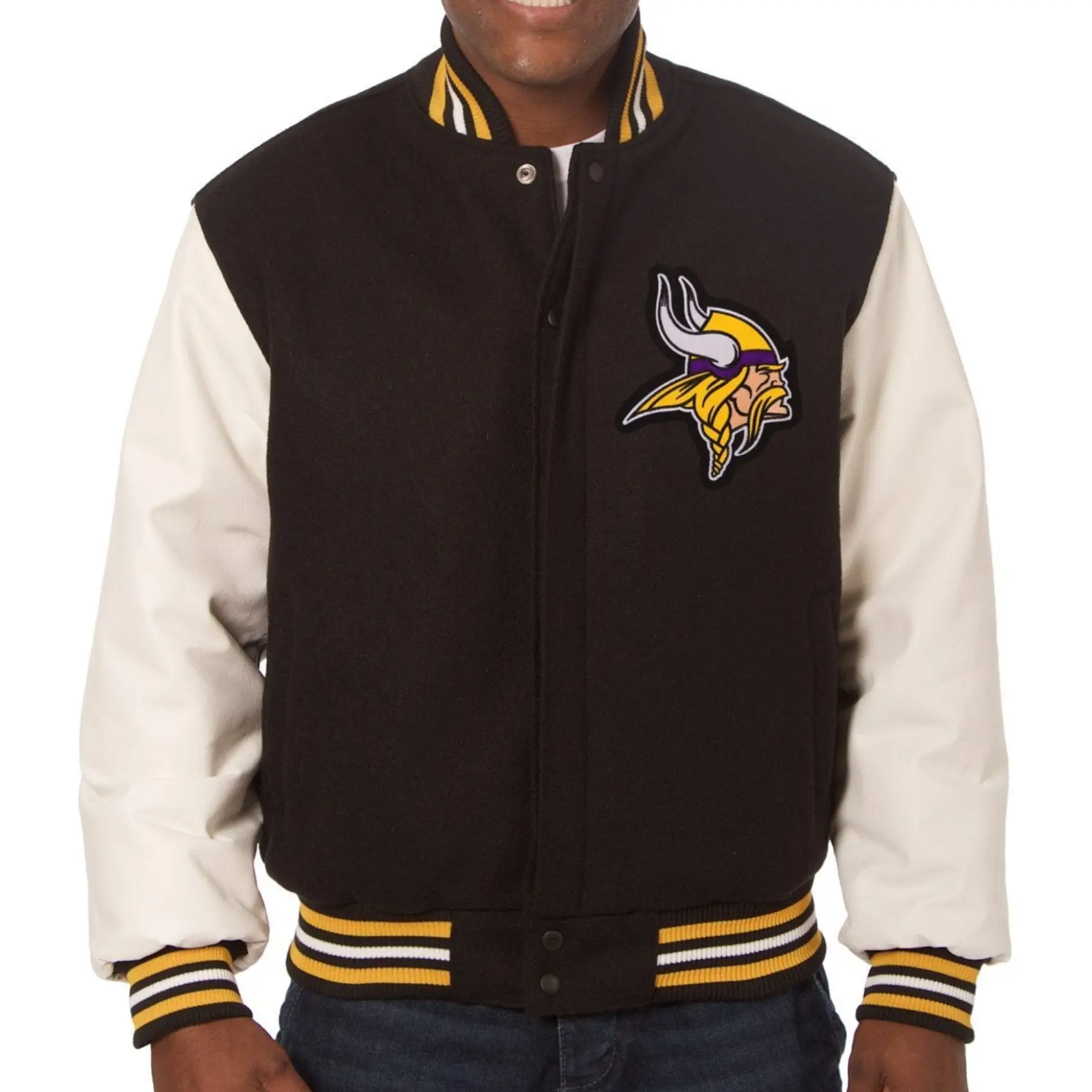 Minnesota Vikings Classic Rib Wool & Leather Varsity Jacket