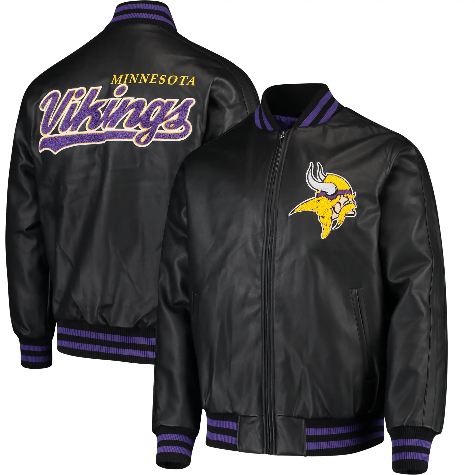 Minnesota Vikings G-III Sports by Carl Banks Leather Varsity Jacket