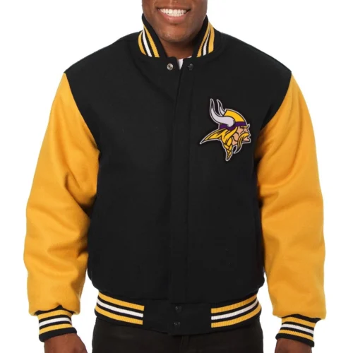 Minnesota Vikings Team Players Wool Varsity Jacket Black & Yellow