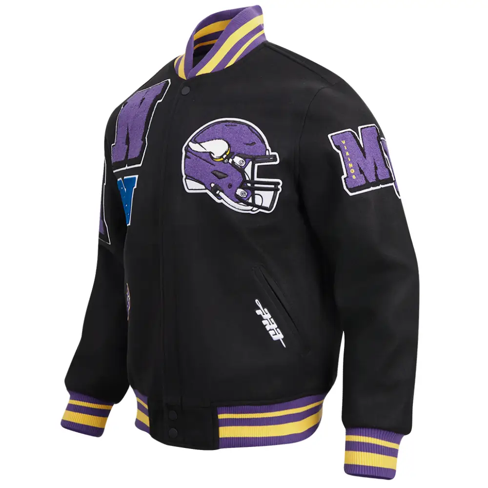 Minnesota Vikings Wool & Leather Black Varsity Jacket