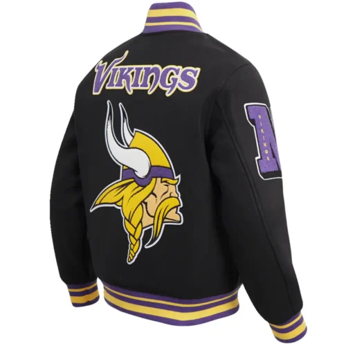 Minnesota Vikings Wool & Leather Black Varsity Jacket