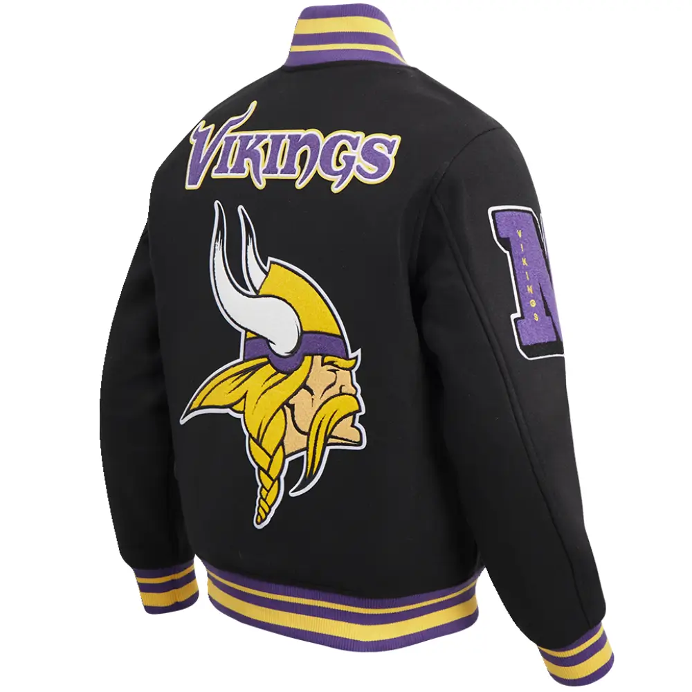 Minnesota Vikings Wool & Leather Black Varsity Jacket