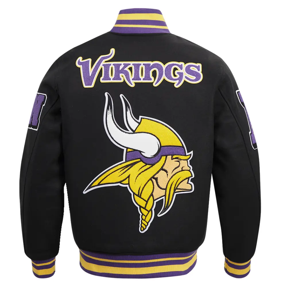 Minnesota Vikings Wool & Leather Black Varsity Jacket