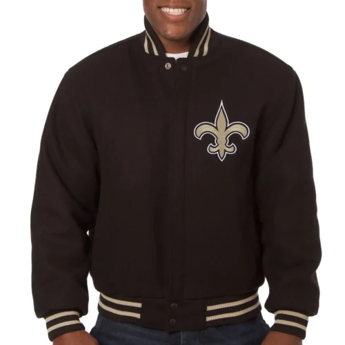 New Orleans Saints Black Wool Varsity Jacket