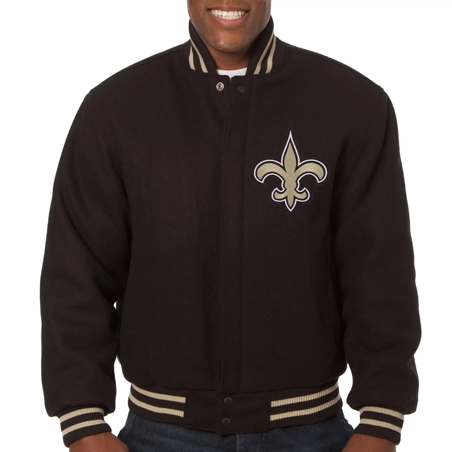 New Orleans Saints Black Wool Varsity Jacket