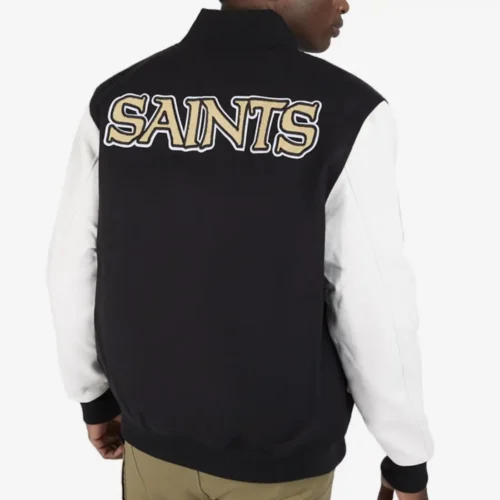 New Orleans Saints Classic Rib Wool & Leather Varsity Jacket
