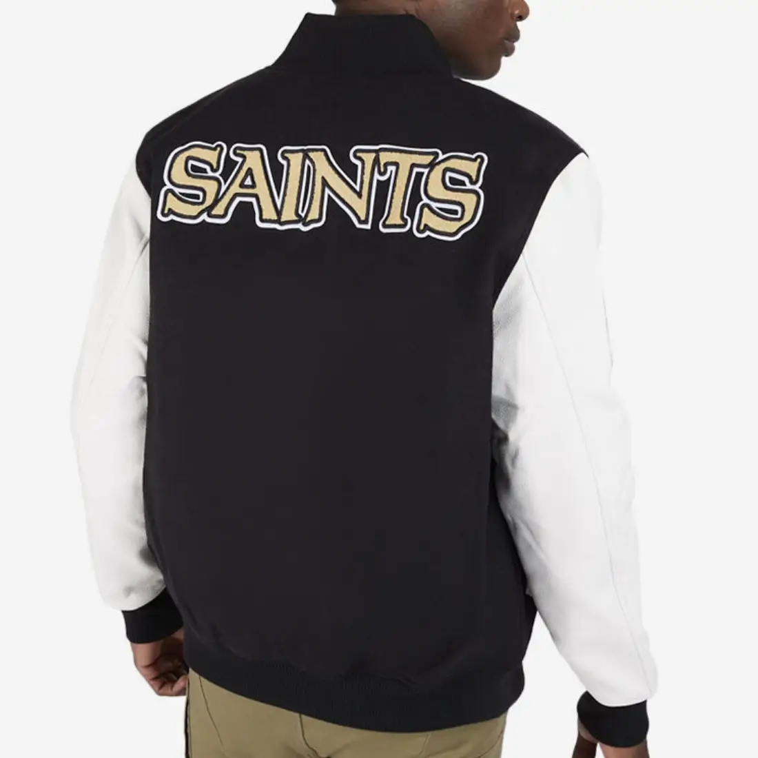 New Orleans Saints Classic Rib Wool & Leather Varsity Jacket
